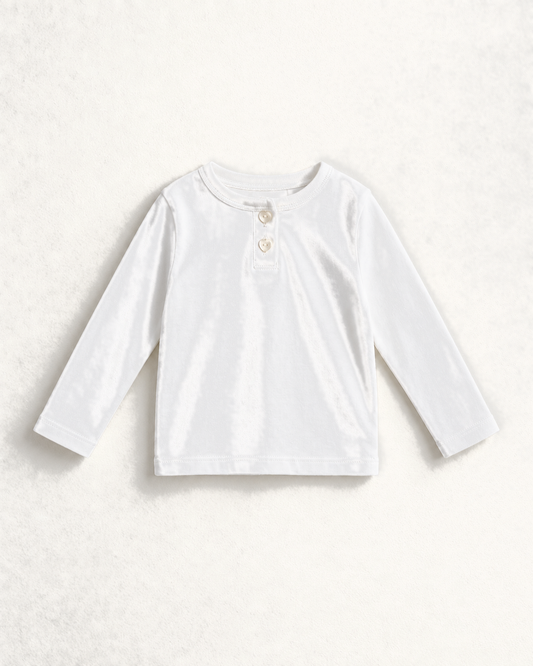 ハートボタン長袖Tシャツ（ホワイト）