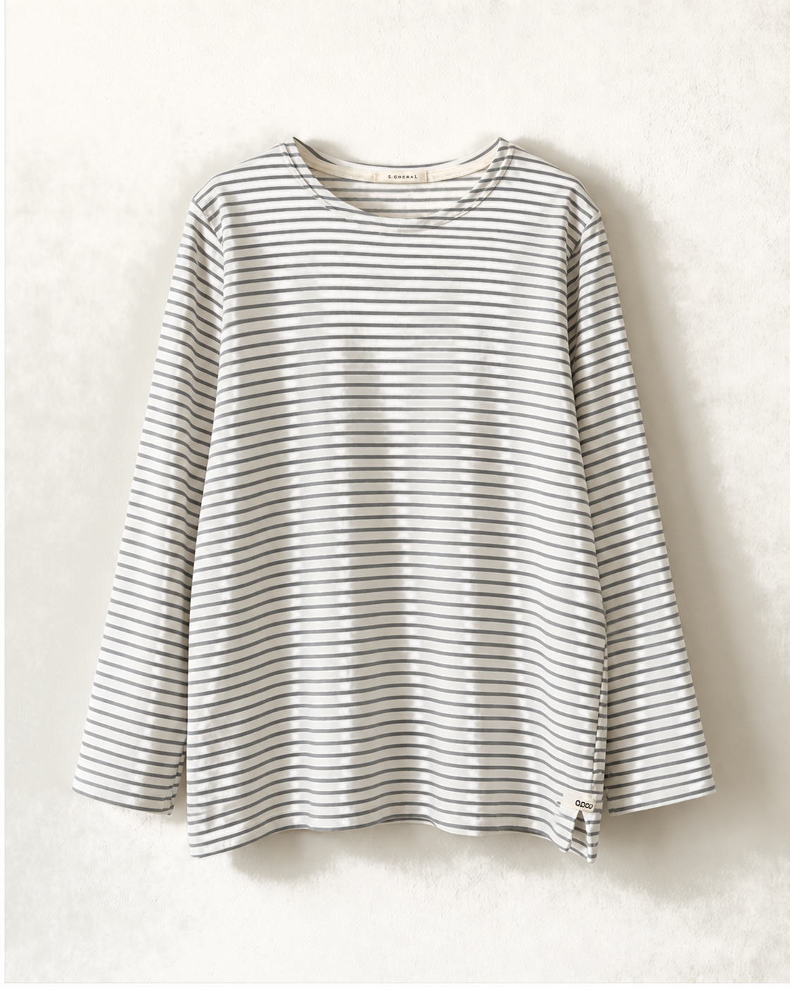 大人用 細ボーダー長袖Tシャツ（ライトブルー）