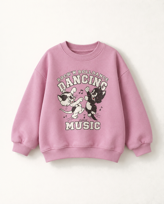 DANCING CATプリント スウェット（ピンク）
