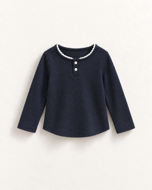 レース長袖Tシャツ（ネイビー）