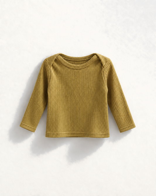 リブ長袖Tシャツ（マスタード）