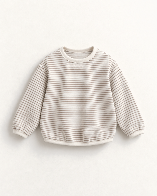 ゆったりボーダーTシャツ（ベージュ）