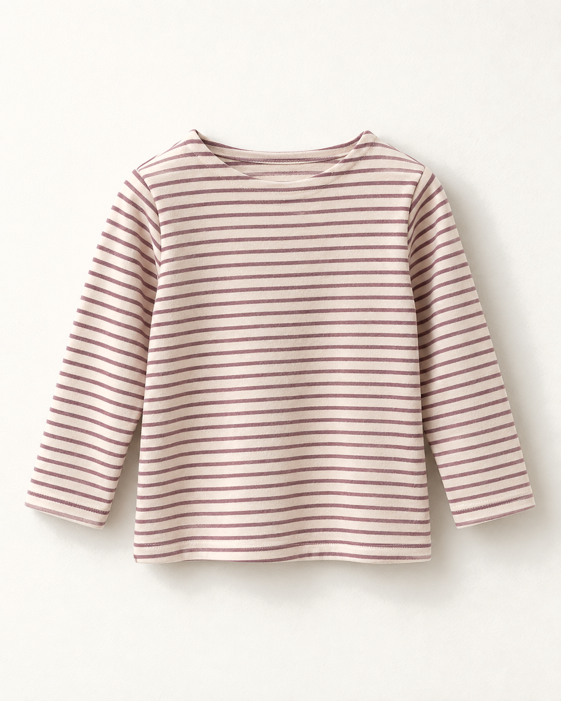 キッズ 細ボーダー長袖Tシャツ（ライトパープル）