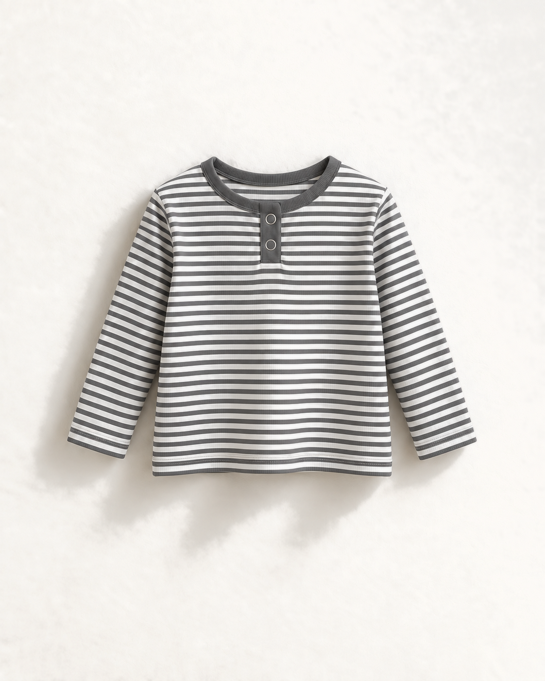 ボーダーヘンリーネックTシャツ（メランジ）