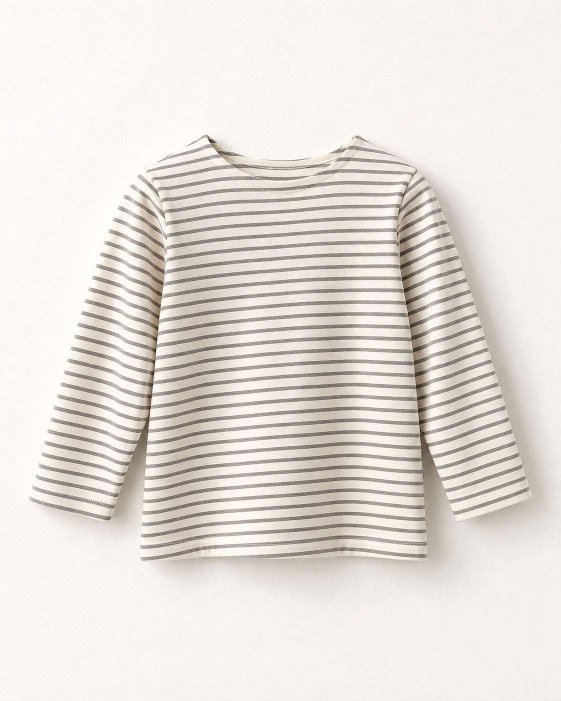 キッズ 細ボーダー長袖Tシャツ（ライトブルー）