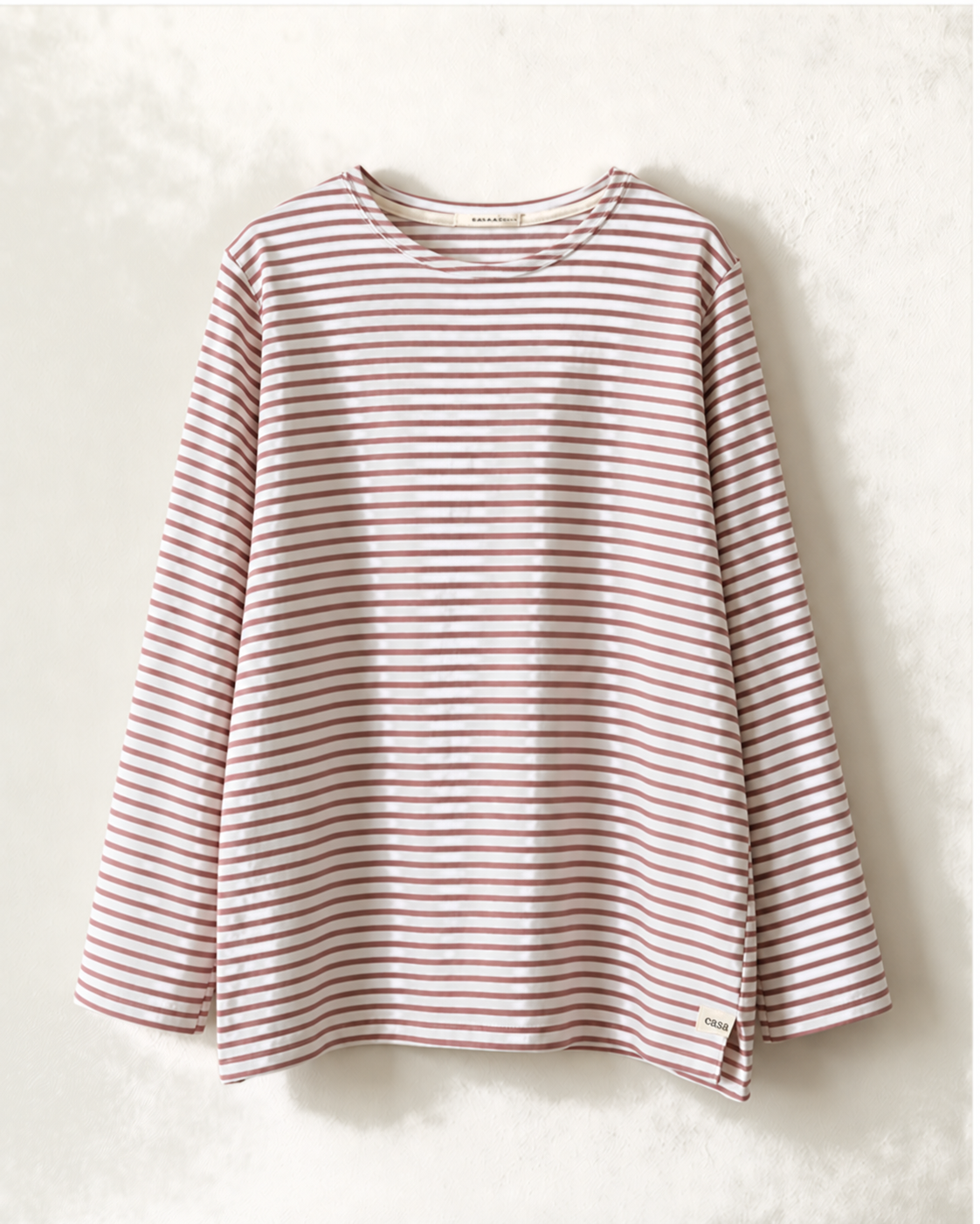 大人用 細ボーダー長袖Tシャツ（ライトパープル）